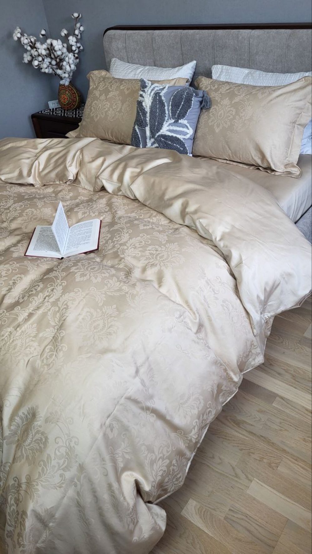 Сатин JACQUARD, TIARA BEIGE (Сім. на рез.) - Зображення 5