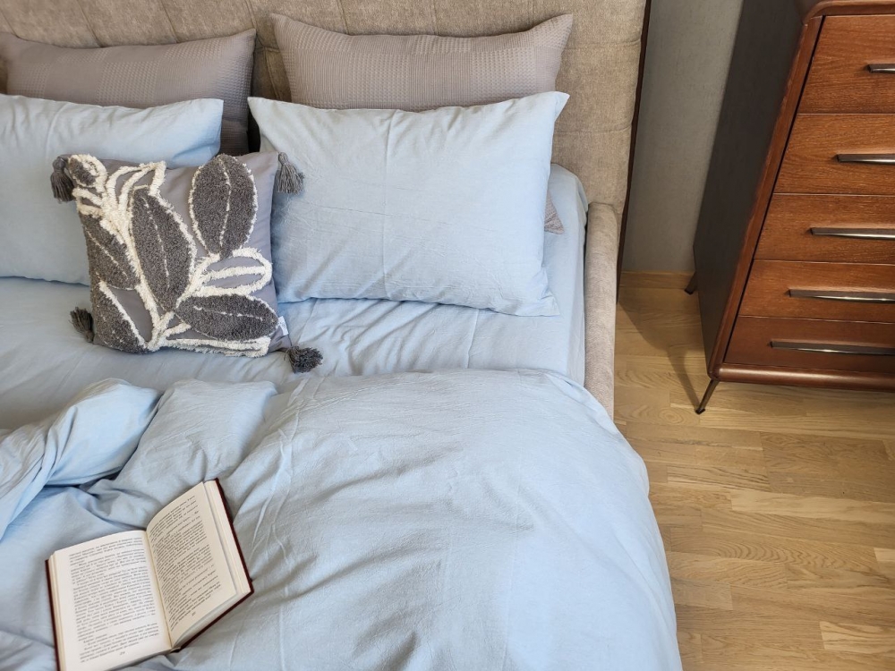 Постільна білизна Sky Blue, Washed Cotton W1281 (Двоспальний)
