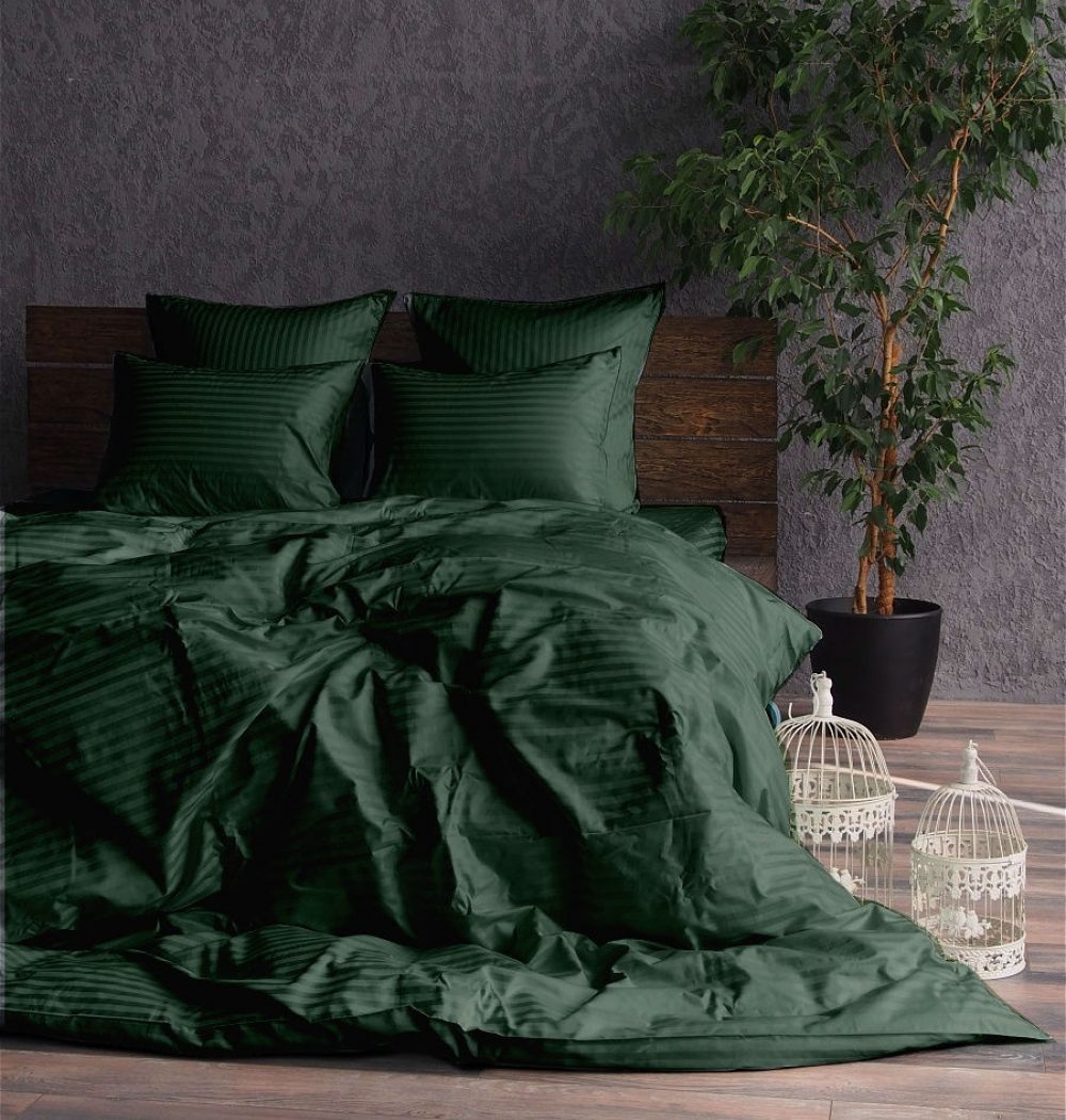 Постільна білизна Stripe LUX GREEN 1/1см (Сім. на резин.)