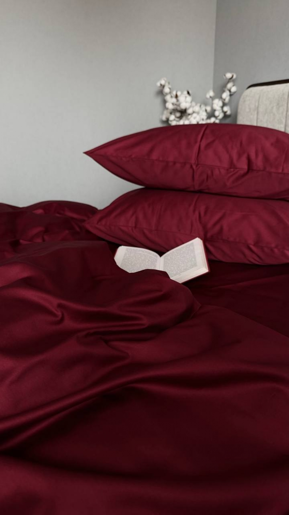 Постільна білизна Бордовий SD-1652, сатин LUX (Євро) - Зображення 6