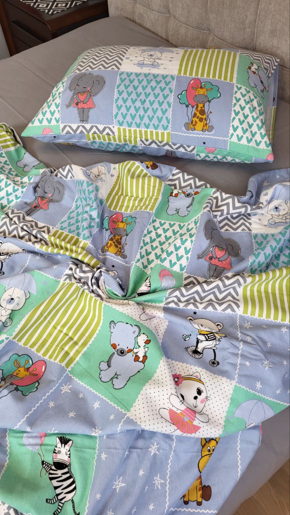 Постільна білизна Звірята/сірий, Turkish flannel (Підл. на рез.) - Зображення 5