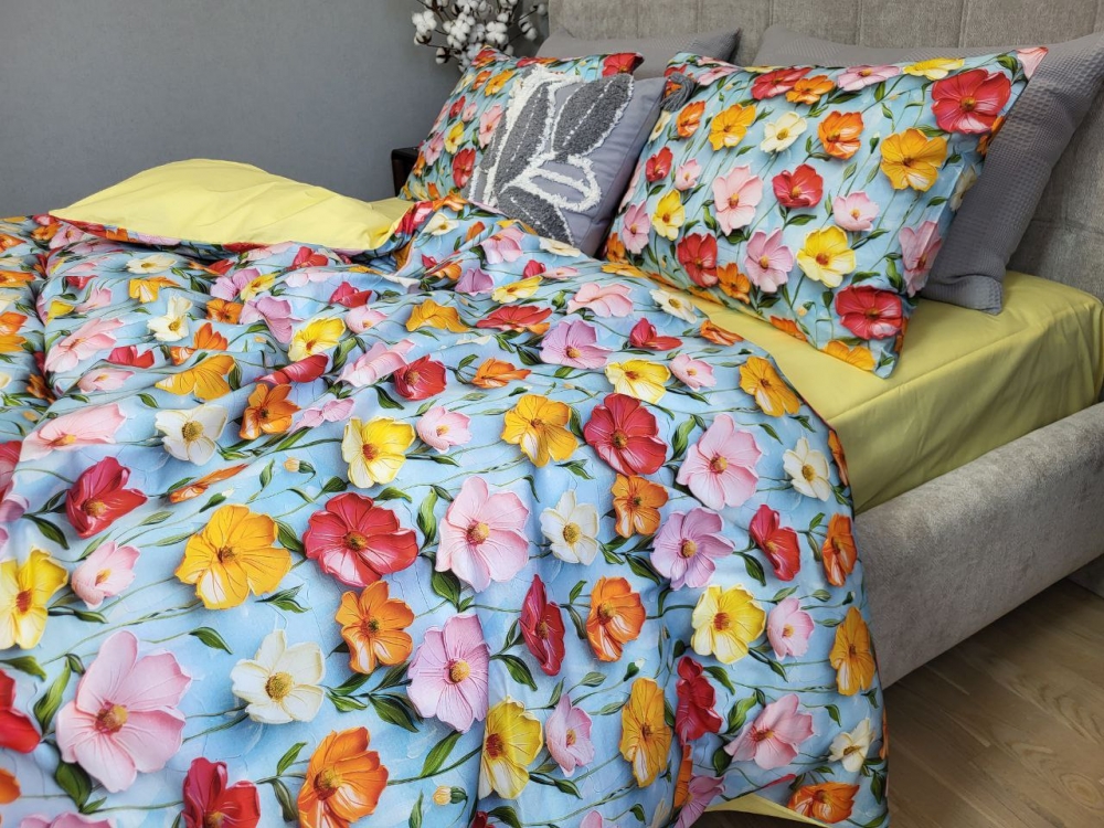 Постільна білизна Акварель, cotton 5D (Двосп. на рез.)