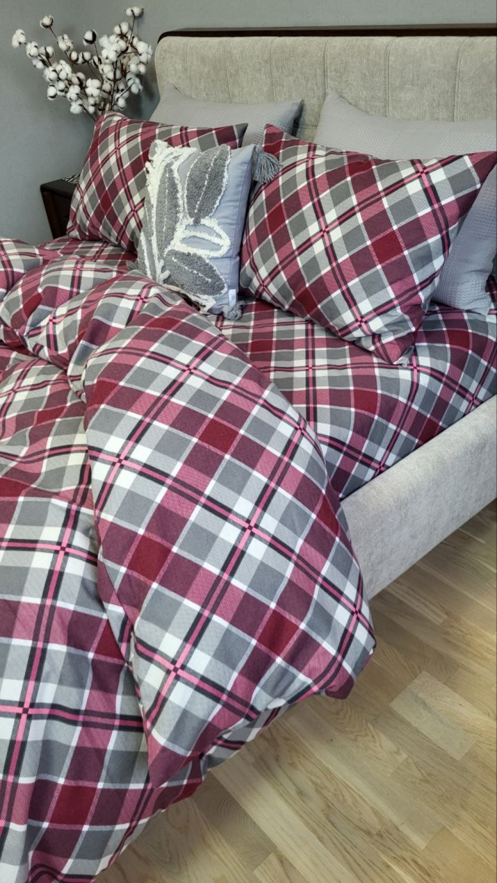 Постільна білизна Крафт бордо, Turkish flannel (Полут. на рез.) - Зображення 3