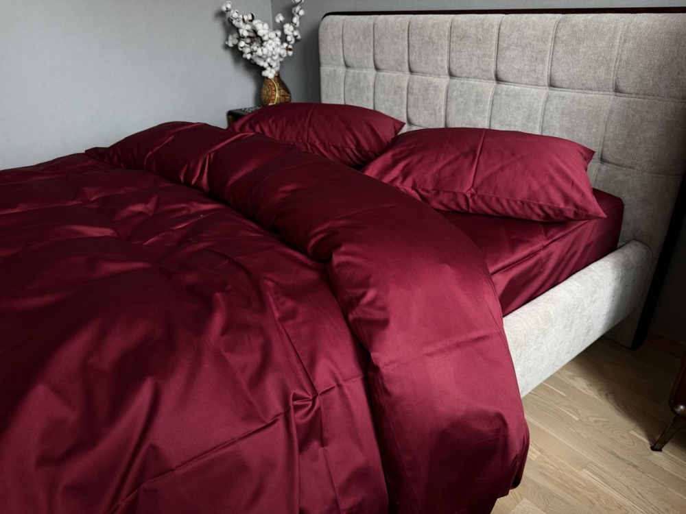 Постільна білизна Бордовий SD-1652, сатин LUX (Сімейний) - Зображення 7