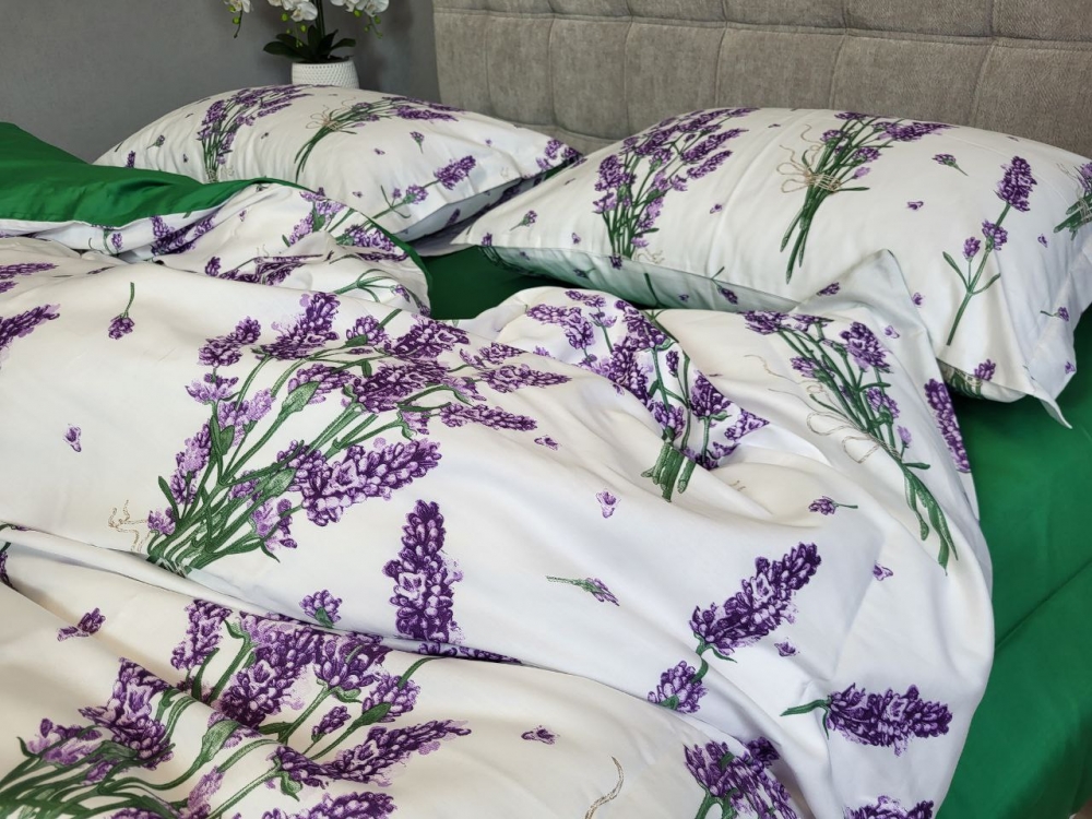 Постільна білизна Сатин PREMIUM, LAVENDER GREEN підк. Цільн. (Полут. на рез.)