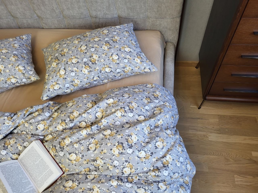 Постільна білизна Фансі/беж, Turkish flannel нав 50*70см (Двоспальний)