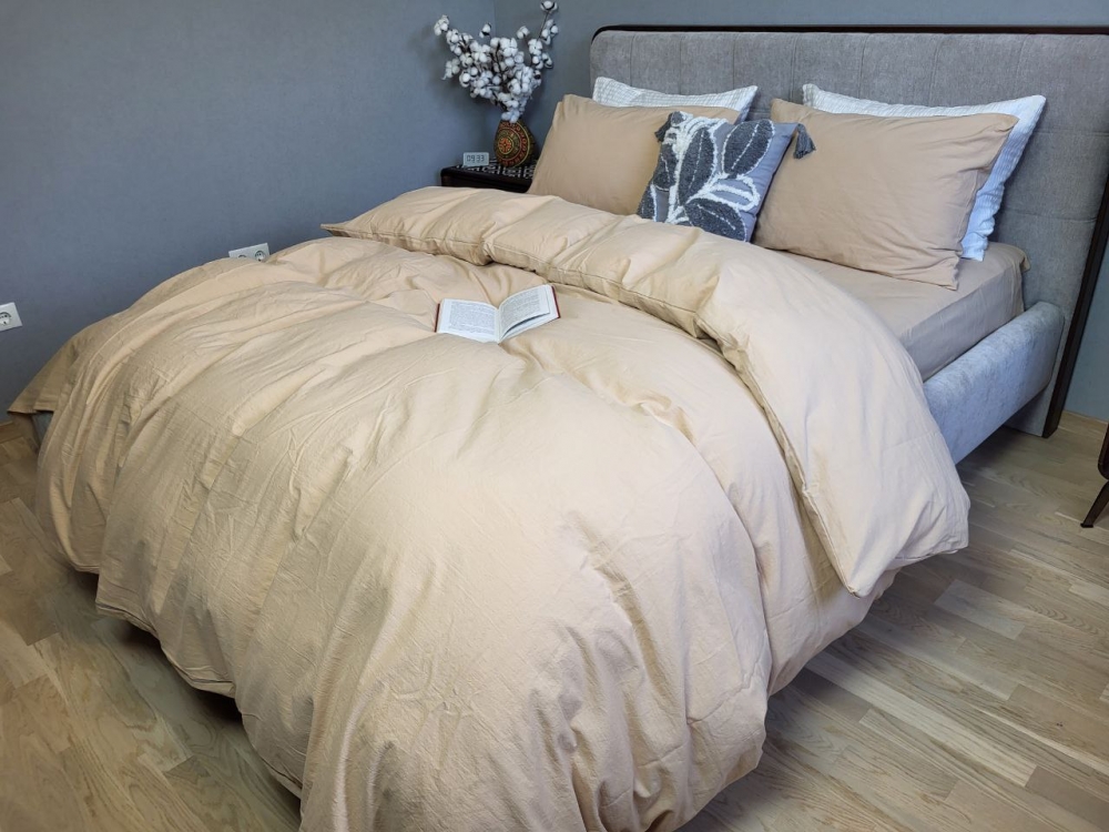Постільна білизна Beige, LUXURY Washed нав 50*70см (Двосп. на рез.)