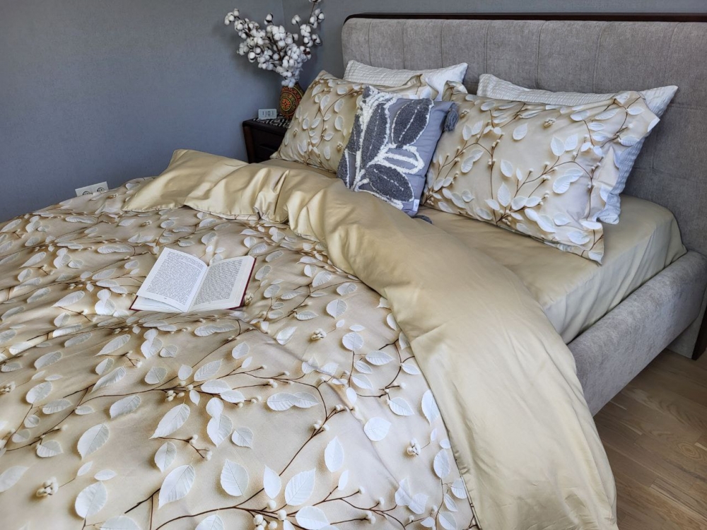 Постільна білизна Сатин PREMIUM, LEAVES (Полуторний) - Зображення 6