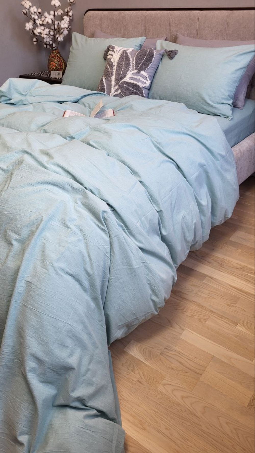 Постільна білизна Cyan, Washed Cotton W1291 (Євро) - Зображення 2