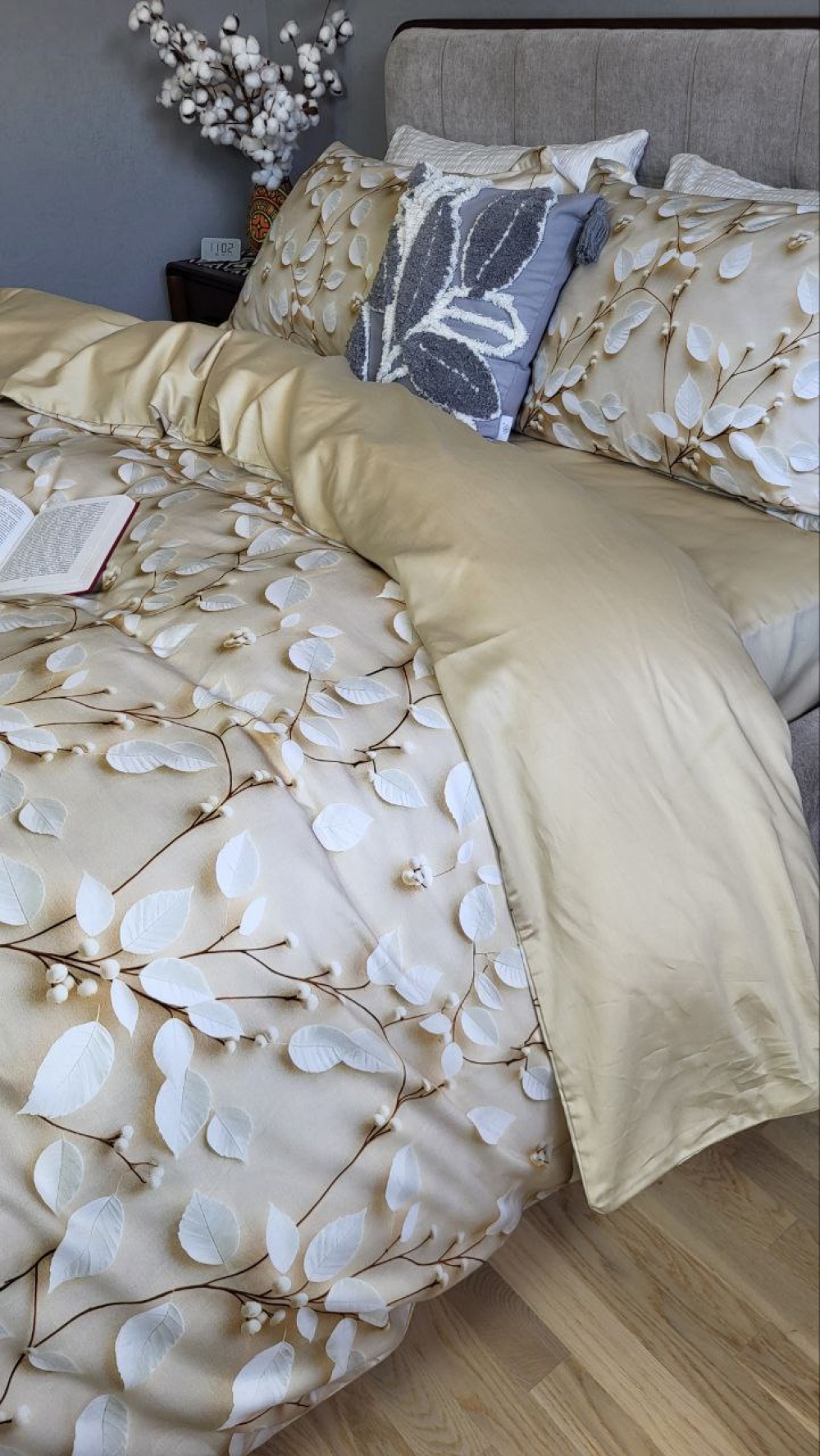 Постільна білизна Сатин PREMIUM, LEAVES (Полуторний) - Зображення 4