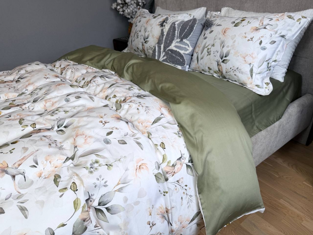 Постільна білизна Сатин PREMIUM, BIRDS (Полуторний) - Зображення 2