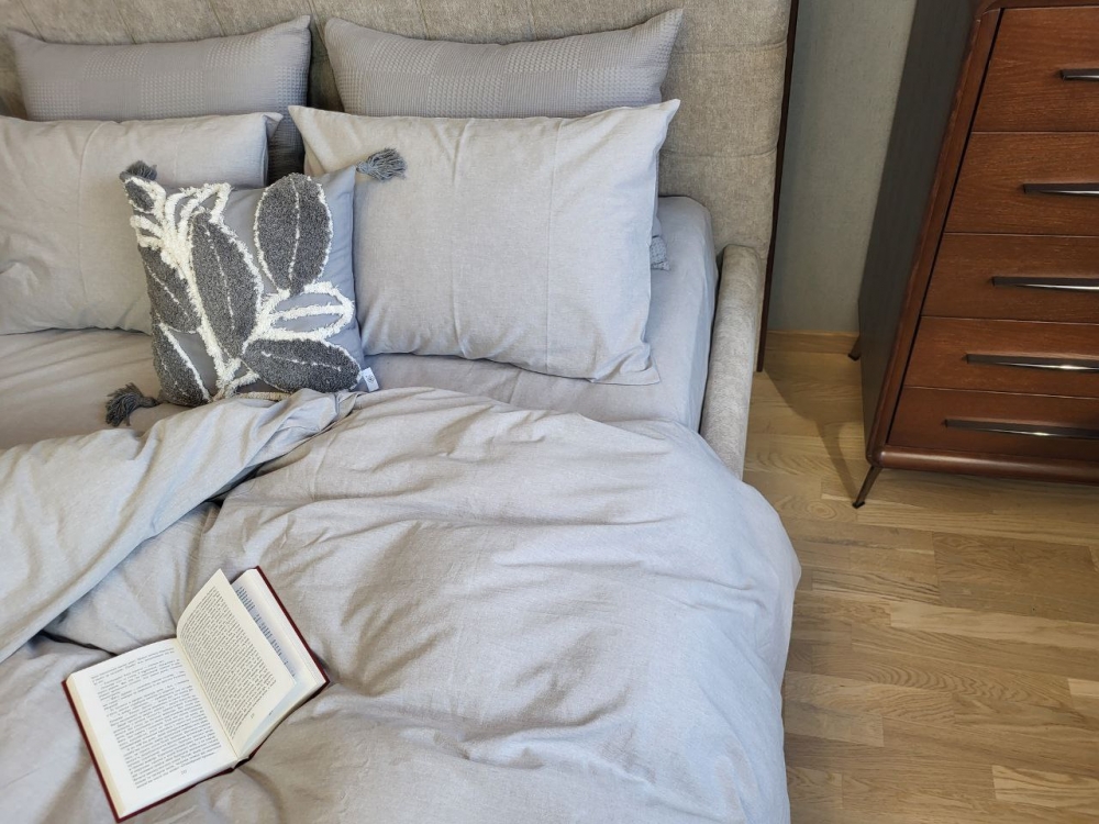 Постільна білизна Ash Gray, Washed Cotton W1221 (Двоспальний)