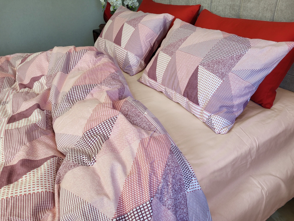 Постільна білизна Печворк рожев./пудра, Turkish flannel (Полут. на рез.)