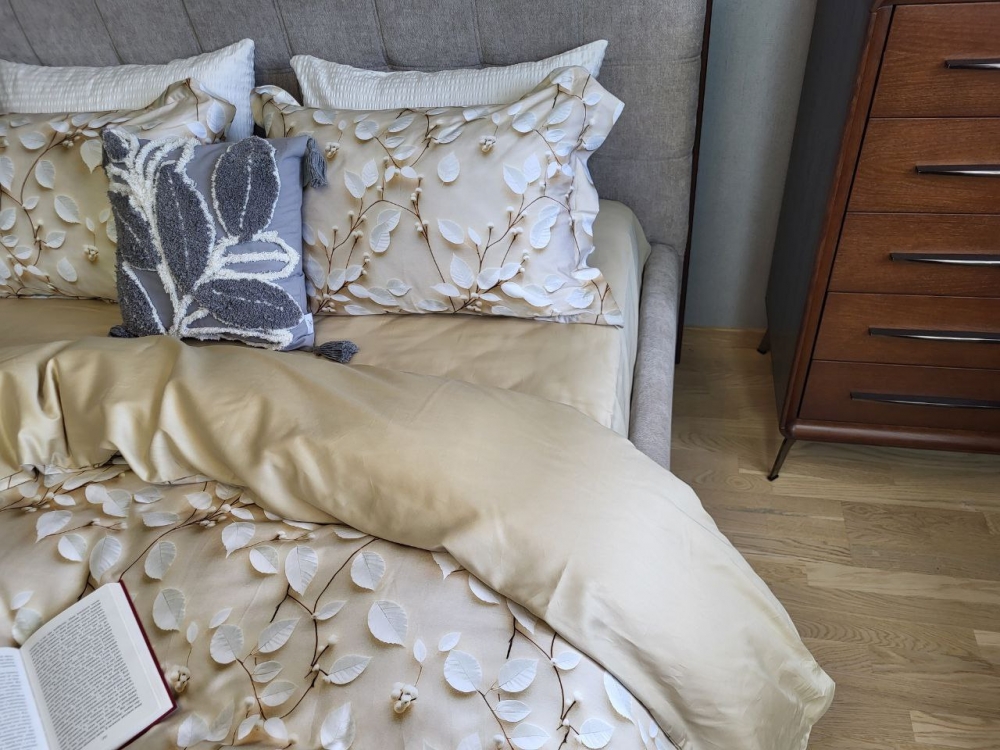 Постільна білизна Сатин PREMIUM, LEAVES (Двосп. на рез.)