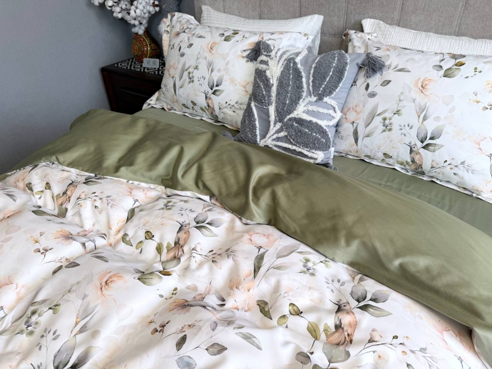 Постільна білизна Сатин PREMIUM, BIRDS (Євро на рез.) - Зображення 4