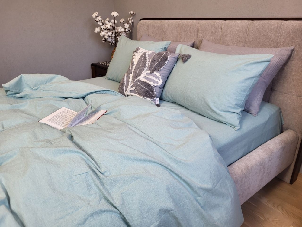 Постільна білизна Cyan, Washed Cotton W1291 (Євро) - Зображення 4