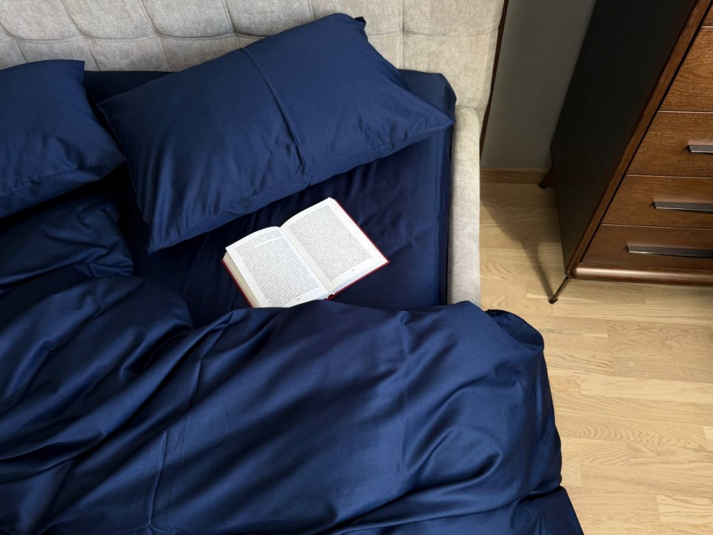 Постільна білизна Синій SD-4027, сатин LUX (Євро) - Зображення 3