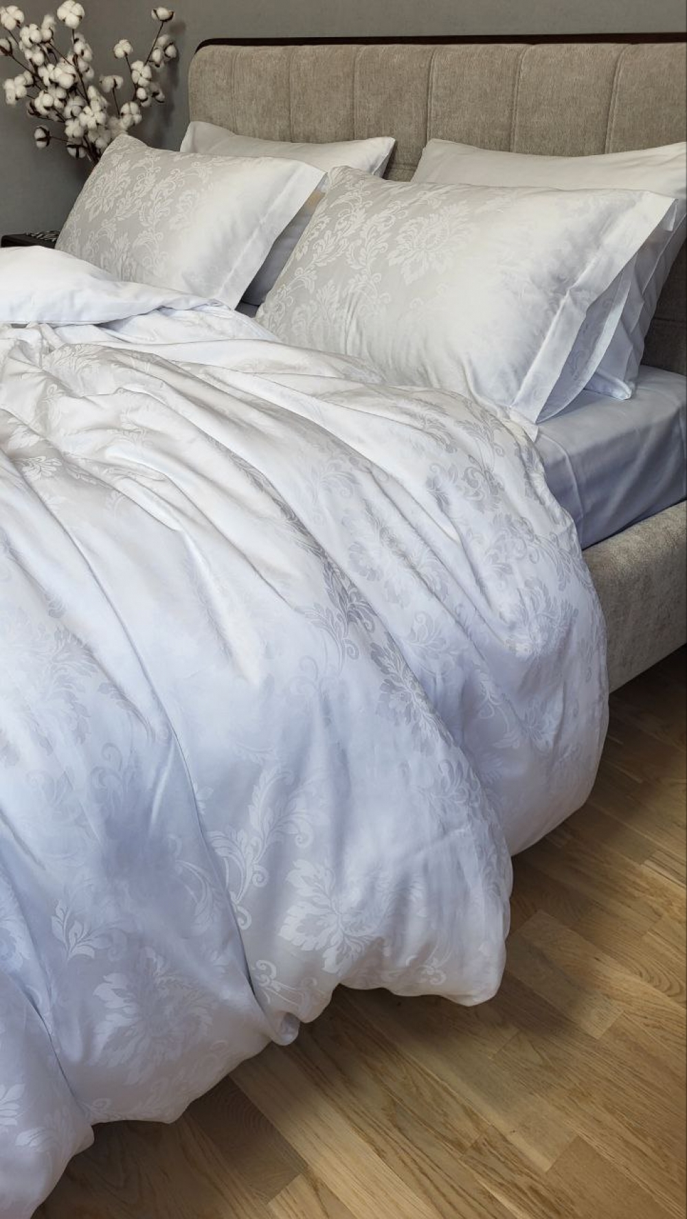 Постільна білизна Сатин JACQUARD, TIARA WHITE (Полуторний) - Зображення 6