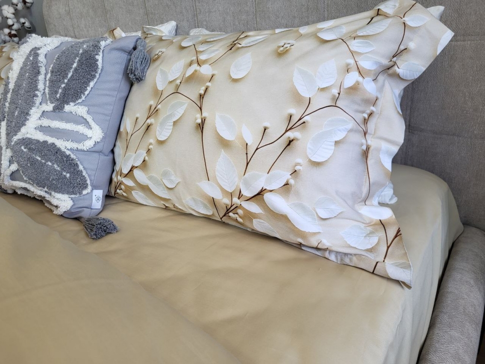 Постільна білизна Сатин PREMIUM, LEAVES (Євро) - Зображення 7