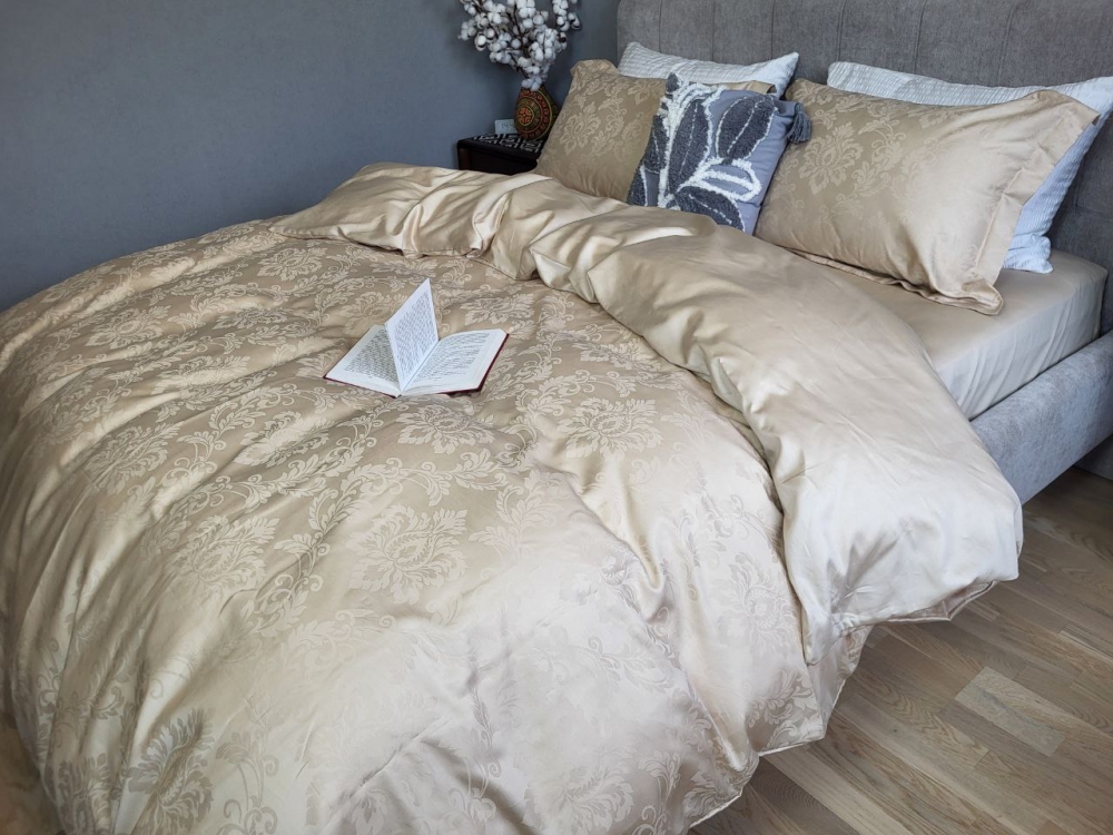 Сатин JACQUARD, TIARA BEIGE (Сім. на рез.) - Зображення 4