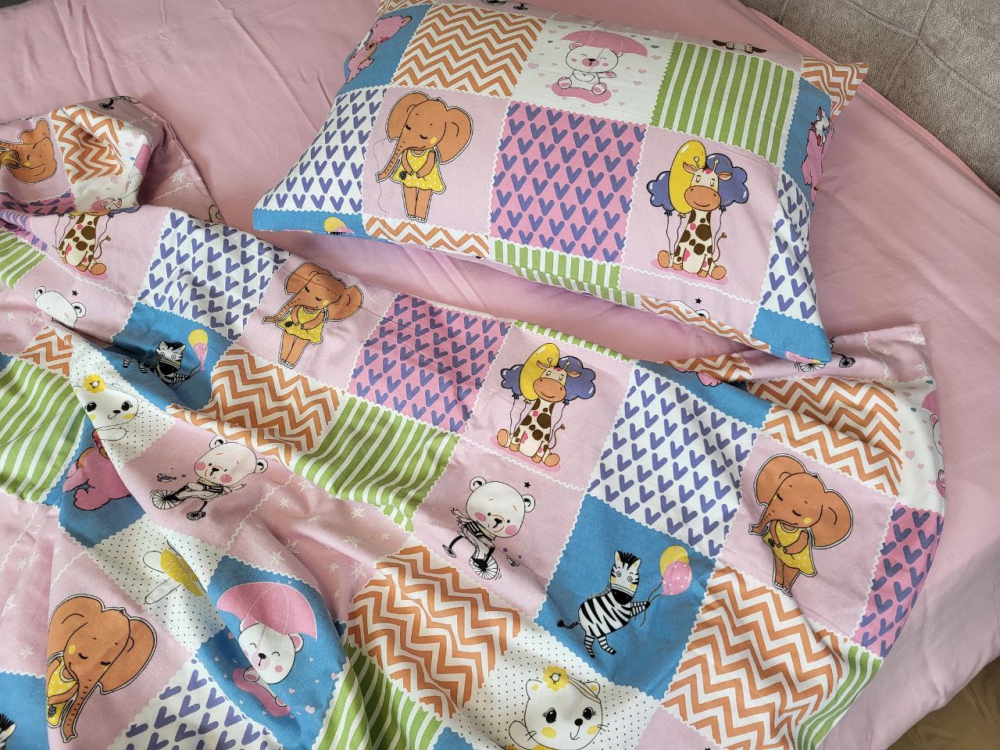 Постільна білизна Звірята/рожевий, Turkish flannel (Сімейний) - Зображення 7