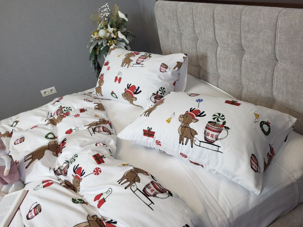 Постільна білизна Гостинці/білий, Turkish flannel (Полуторний) - Зображення 5