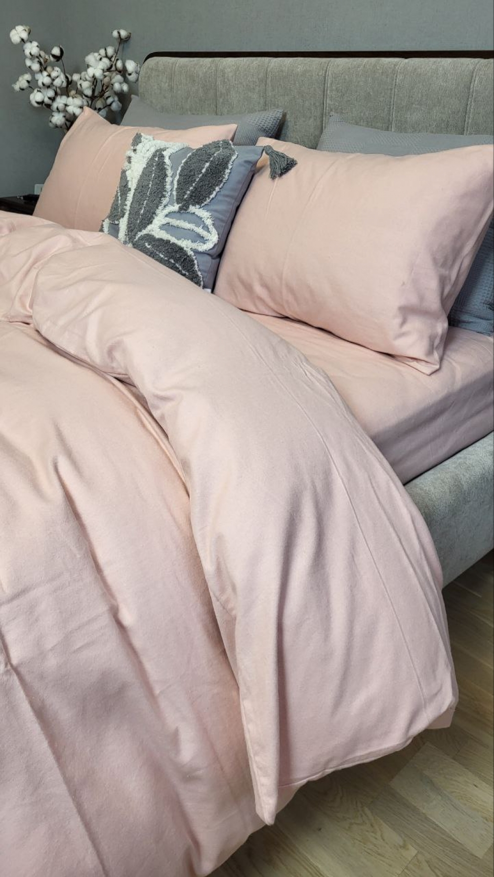 Постільна білизна Пудровий N16564, Turkish flannel (Полут. на рез.) - Зображення 6