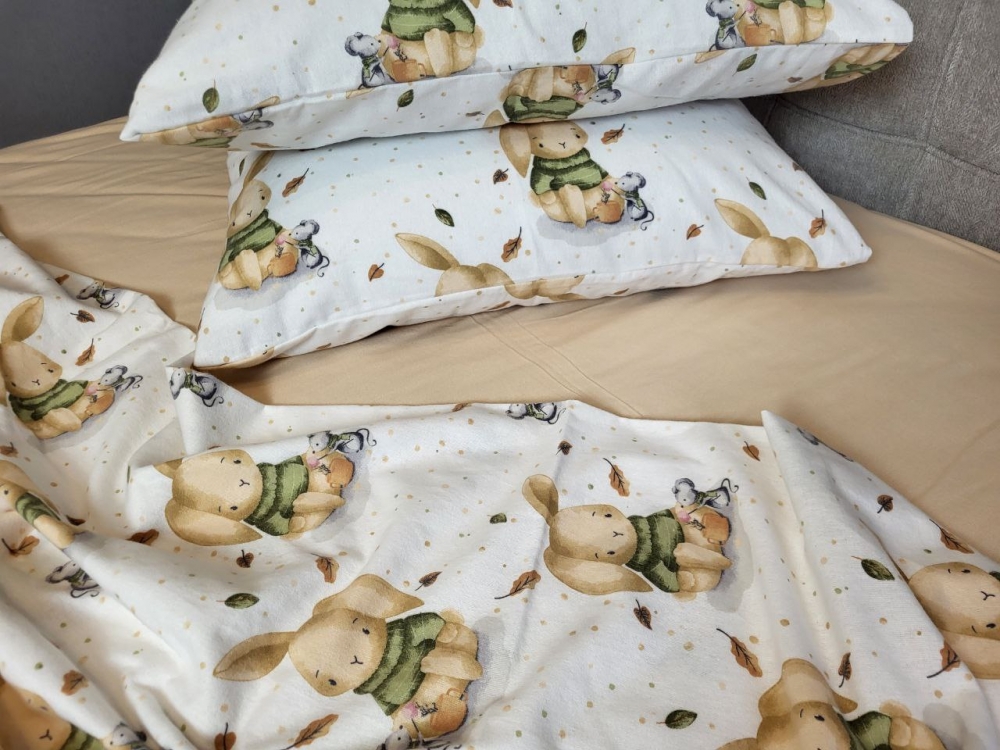 Постільна білизна Вухастики/бежева пастель, Turkish flannel (Євро) - Зображення 2