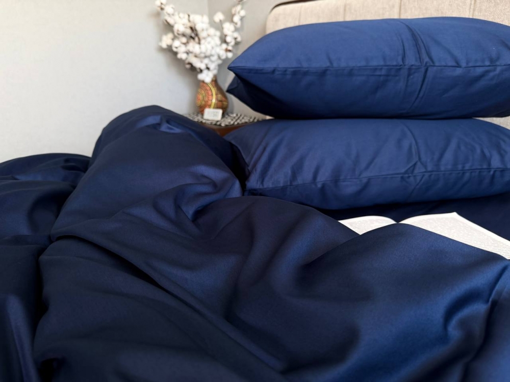 Постільна білизна Синій SD-4027, сатин LUX (Євро) - Зображення 5