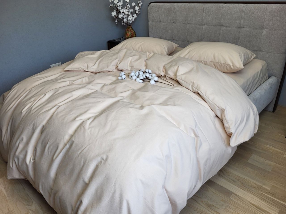 Постільна білизна Бежева пастель S109, Turkish flannel (Сім. на резин.) - Зображення 2