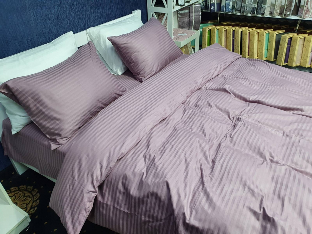 Постільна білизна Stripe LUX LIGHT PLUM 1/1см (Сімейний)