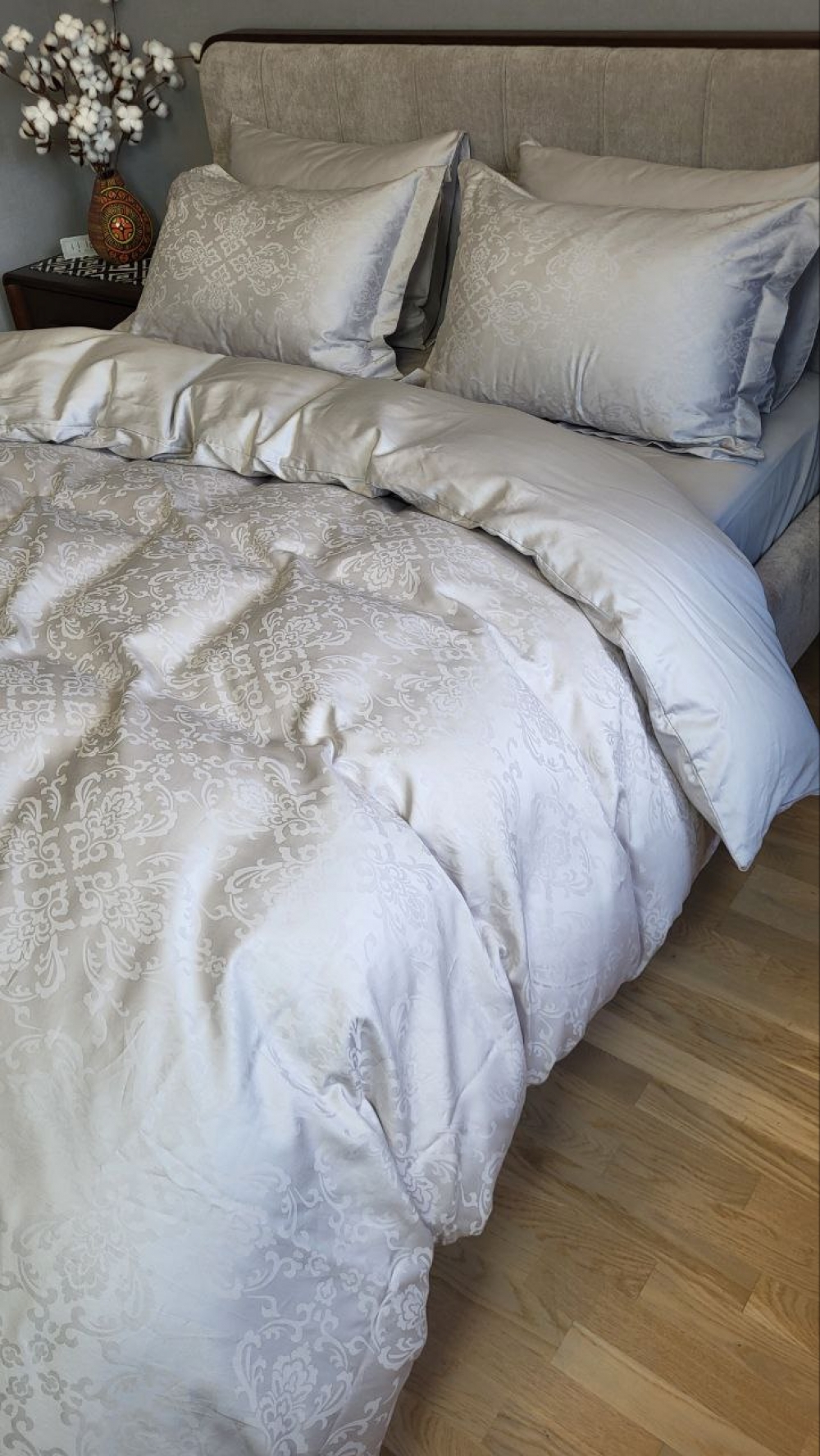 Постільна білизна Сатин JACQUARD, CASPE GREY нав 50*70см (Двосп. на рез.) - Зображення 4