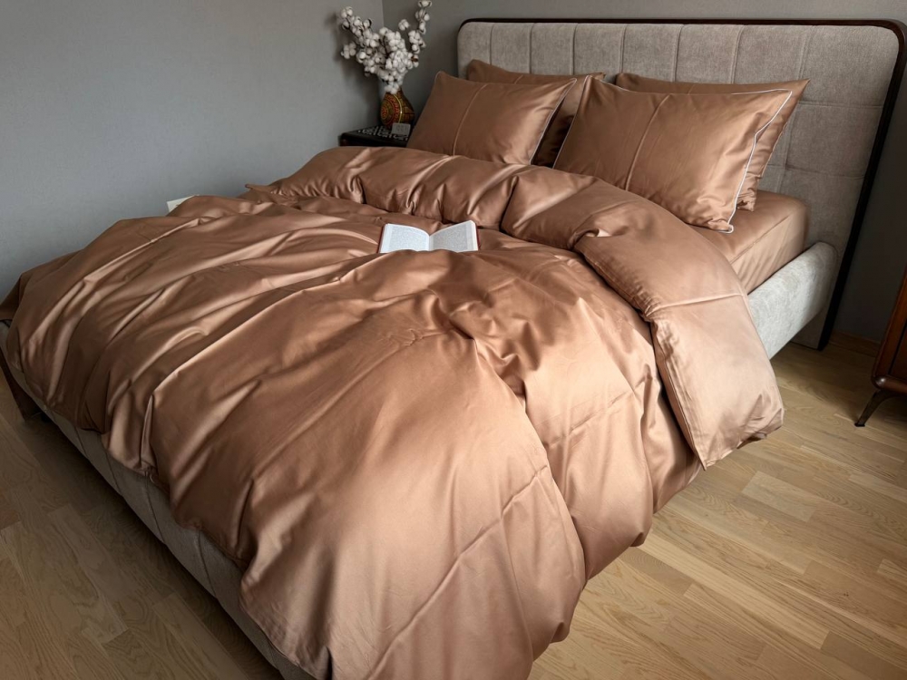 Постільна білизна Бежевий SD-1318, сатин LUX (Євро)