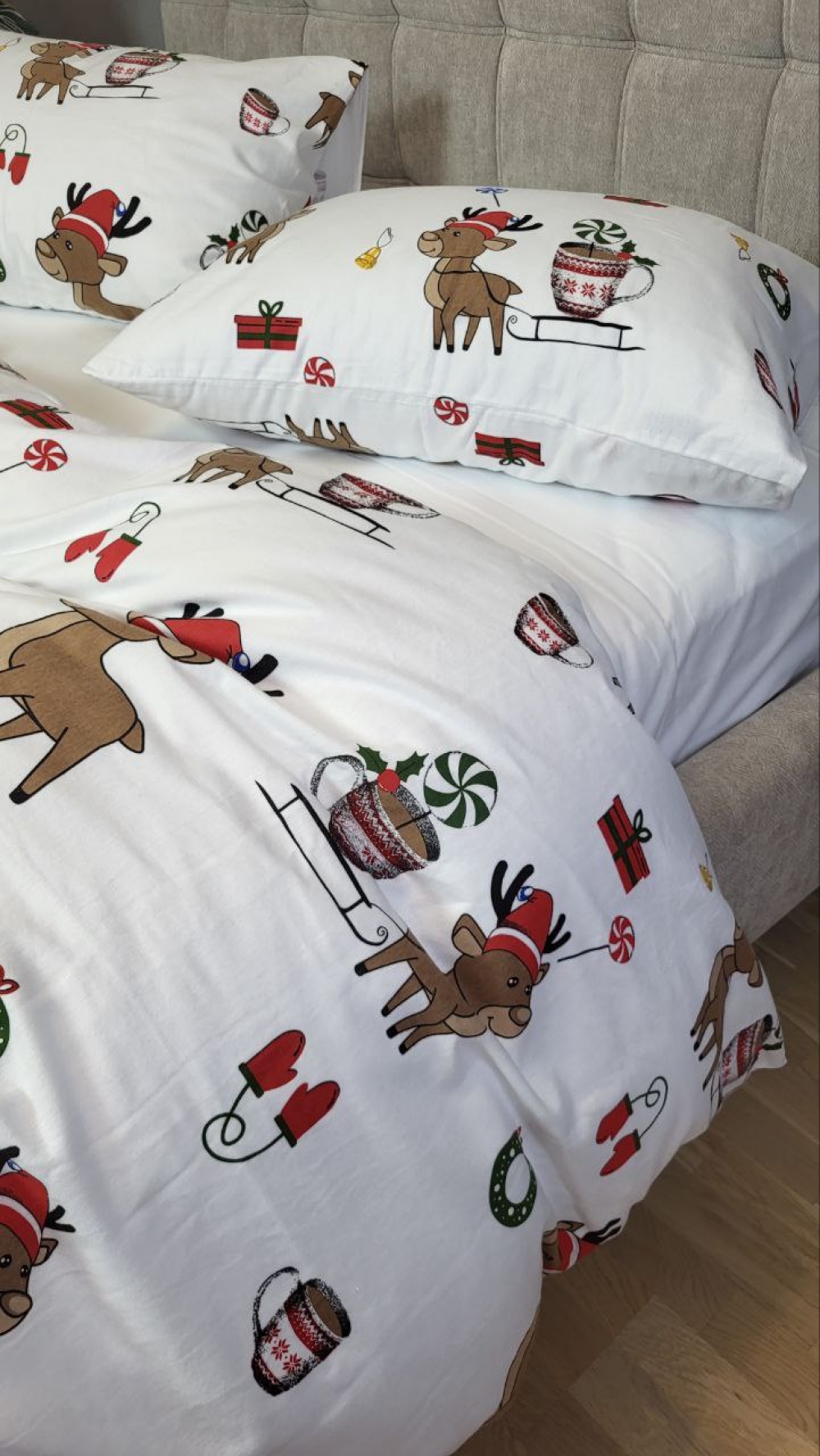 Постільна білизна Гостинці/білий, Turkish flannel (Полуторний) - Зображення 2