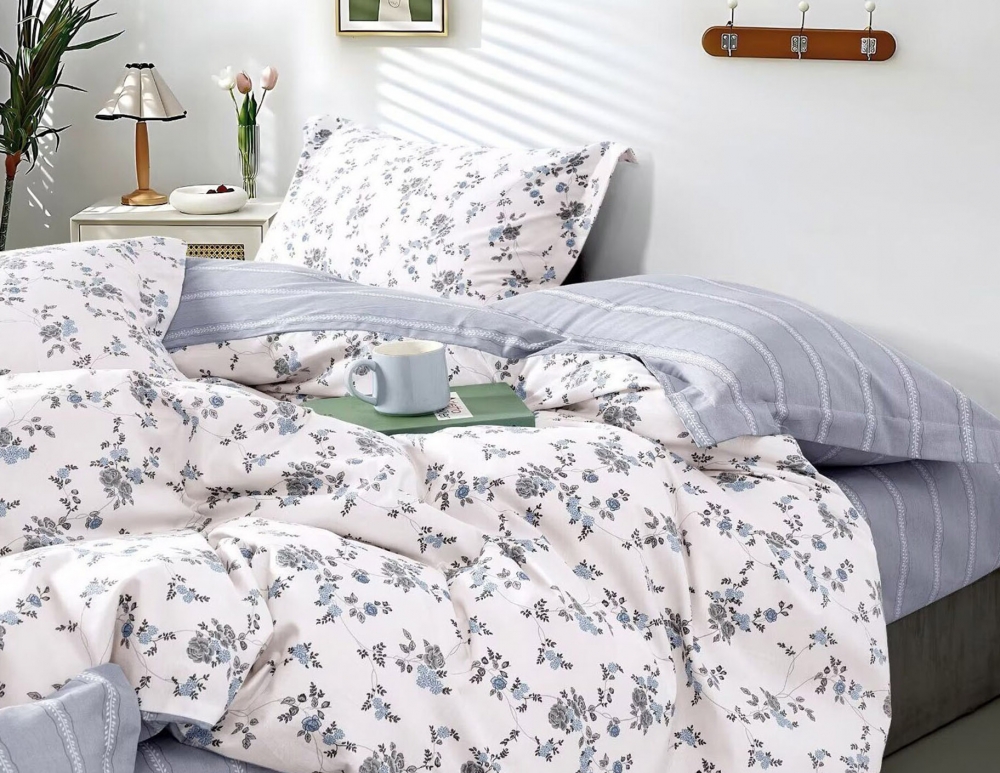 Постільна білизна Флюїд, сатин (Євро на резин.)