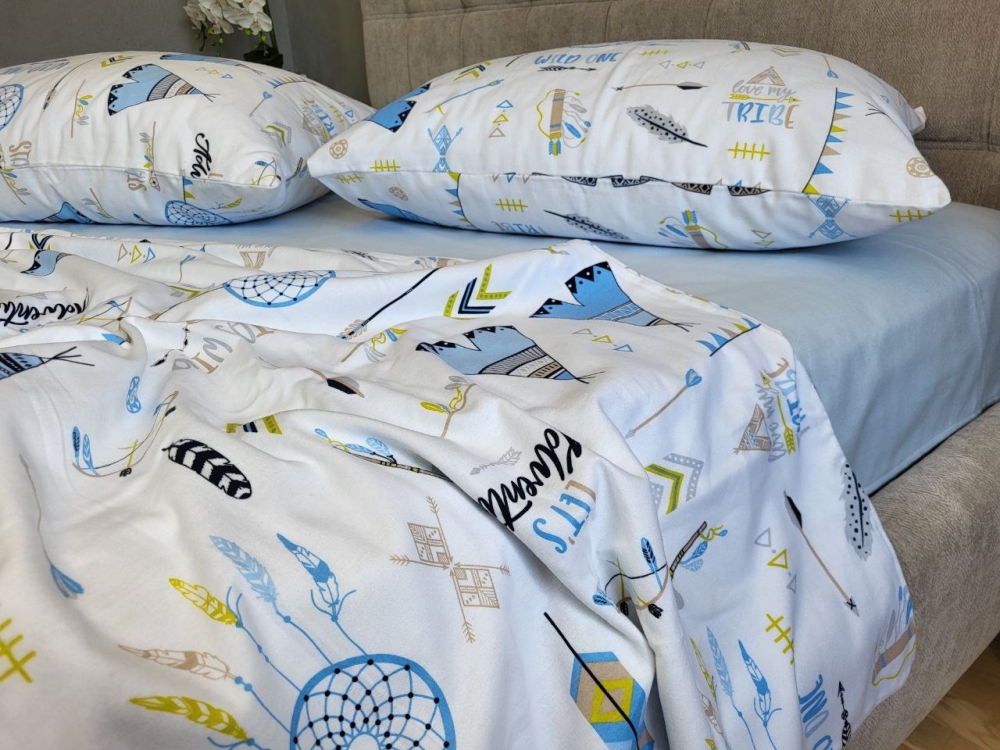 Постільна білизна Вігвам/блакитний, Turkish flannel (Євро) - Зображення 7