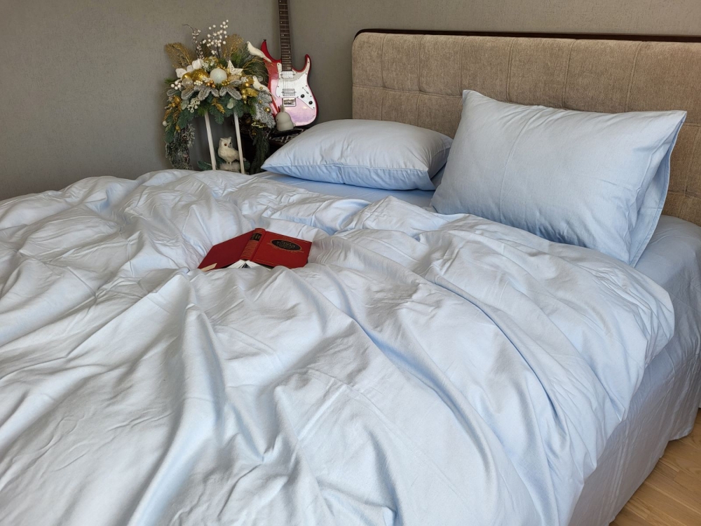 Постільна білизна Блакитний, Turkish flannel (Сімейний) - Зображення 4