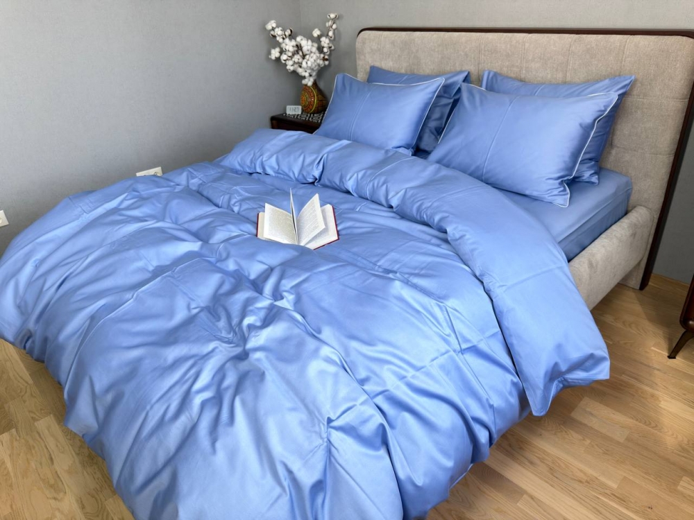 Постільна білизна Блакитний SD-3919, сатин LUX (Полут. на рез.)