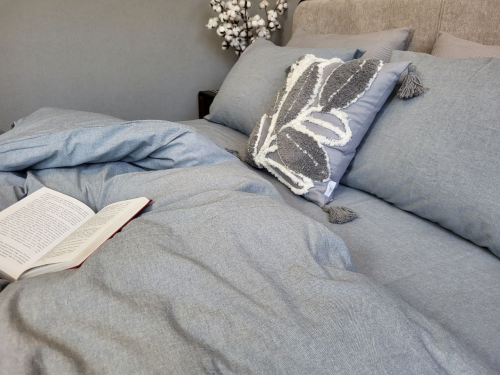 Постільна білизна Slate Gray, Washed Cotton W1011 (Євро) - Зображення 4