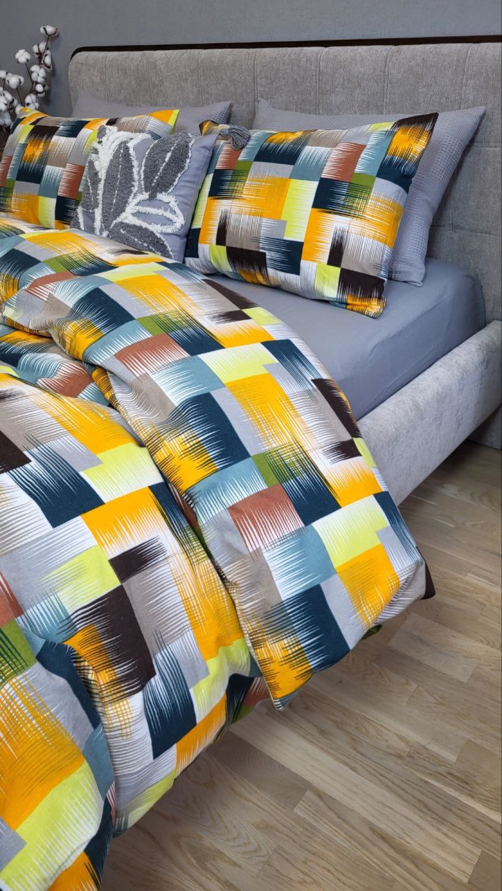 Постільна білизна Фаворит/сизий дим, Turkish flannel (Двоспальний) - Зображення 3