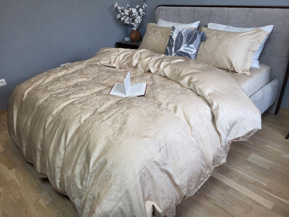 Сатин JACQUARD, TIARA BEIGE (Сім. на рез.) - Зображення 2