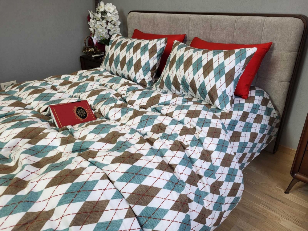 Постільна білизна Ромб зелений, Turkish flannel (Двоспальний) - Зображення 3