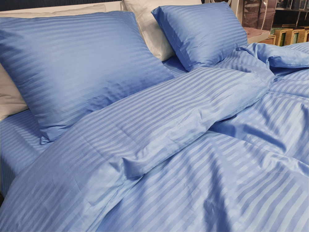 Постільна білизна Stripe LUX CORNFLOWER BLUE 1/1см (Двоспальний)