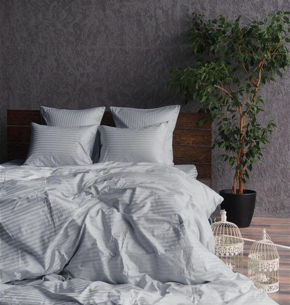Постільна білизна Stripe LUX LIGHT GREY 1/1см нав. 50*70см (Сімейний)