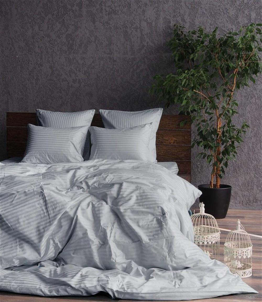 Постільна білизна Stripe LUX LIGHT GREY 1/1см нав. 50*70см (Сімейний)