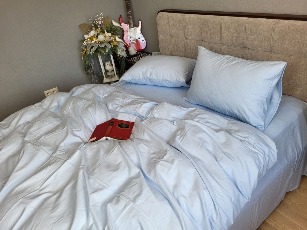 Постільна білизна Блакитний, Turkish flannel (Сім. на резин.) - Зображення 6