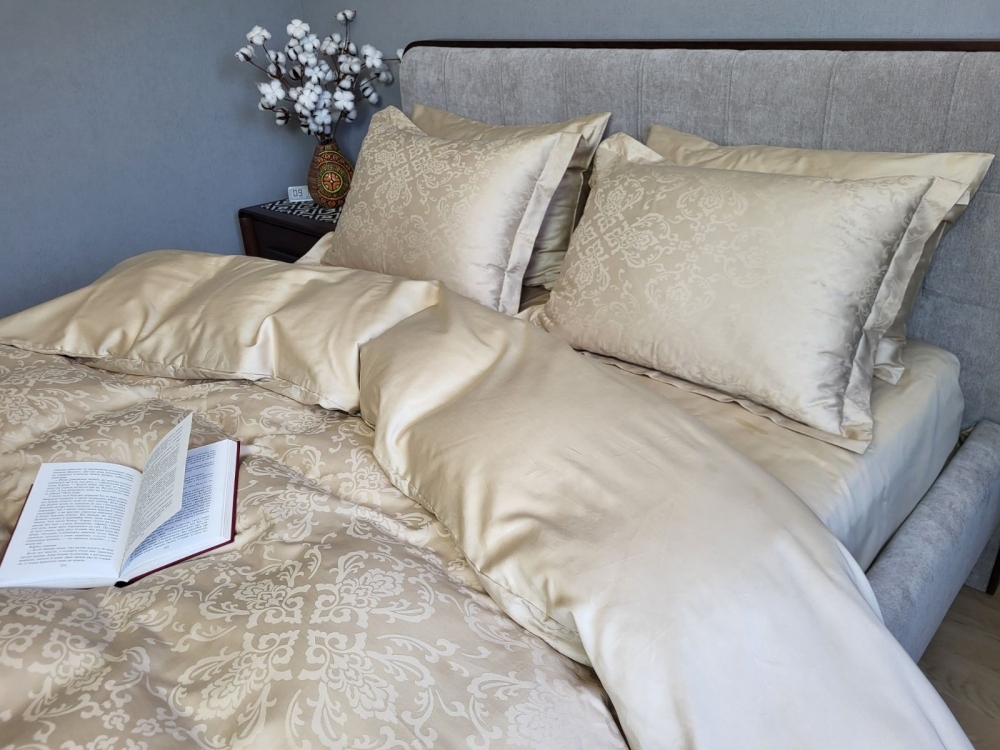 Постільна білизна Сатин JACQUARD, CASPE BEIGE (Євро)