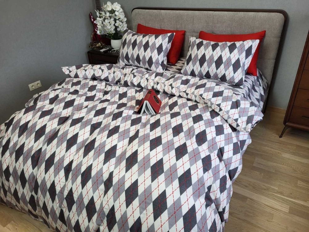 Постільна білизна Ромб сірий, Turkish flannel (Євро) - Зображення 2