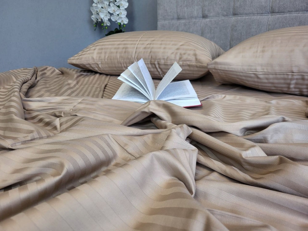 Постільна білизна Stripe LUX BEIGE TONE 1/1см (Двоспальний)