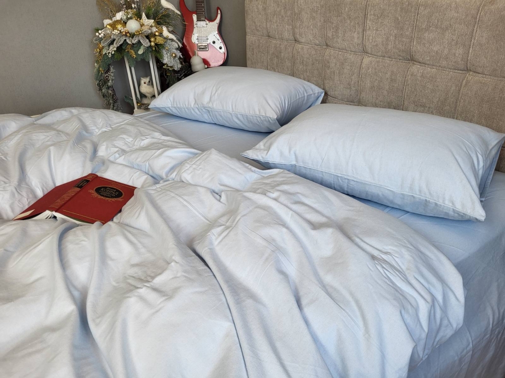 Постільна білизна Блакитний, Turkish flannel (Сімейний) - Зображення 3